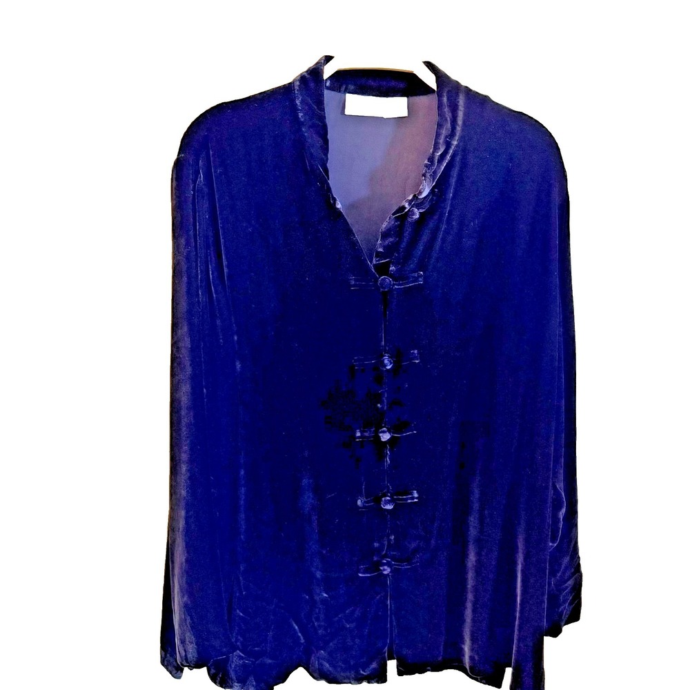 Sutton Studio Black Velvet Pintuck Tunic Shirt Top Women Large Silk Blend‎ Flaw